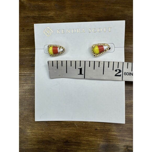 Kendra Scott Candy Corn Yellow Gold Stud Earrings Halloween Fall Autumn - Picture 5 of 5